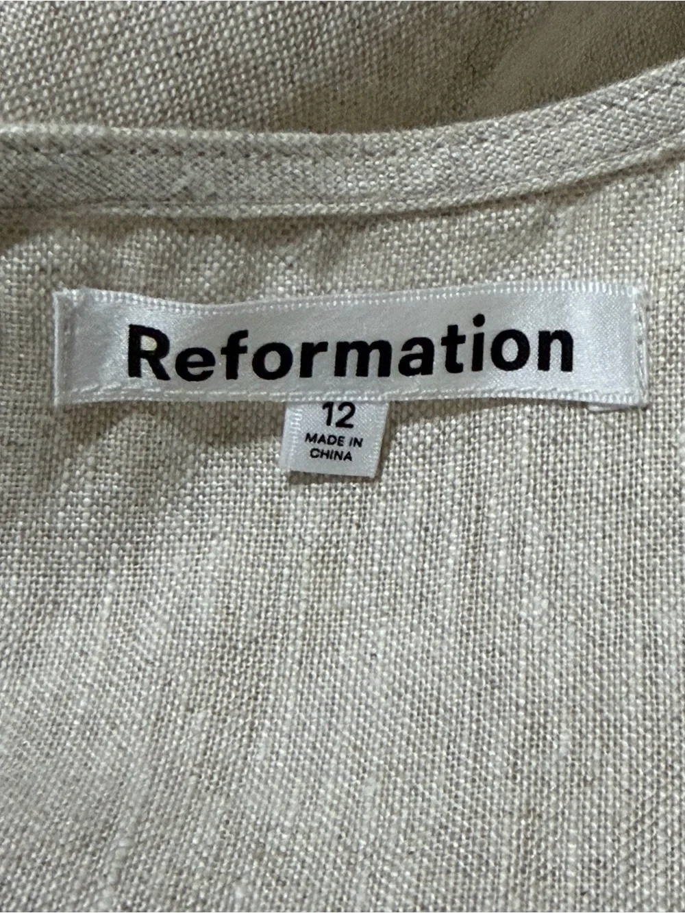 Reformation Naomi Linen Tie Jumpsuit Oatmeal Beige Size 12